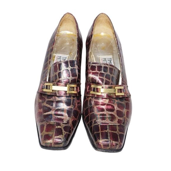 Timothy Hitsman Vintage Croc Leather Kitten Heels, Size 9.5 - Picture 7 of 9